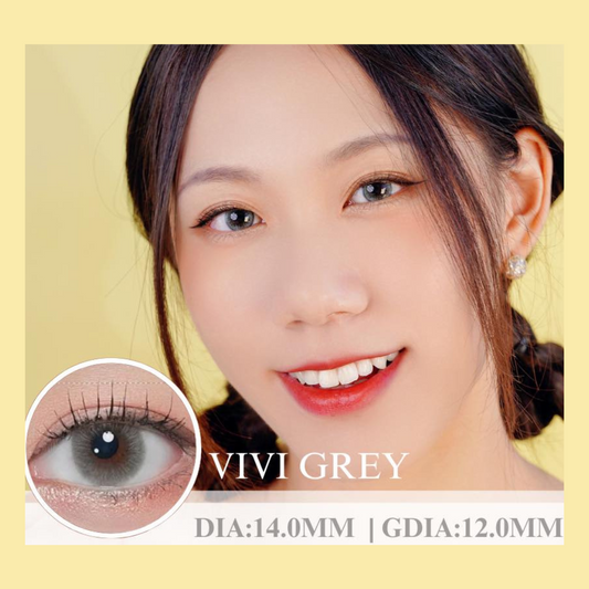 Woman with VIVI GREY contact lenses